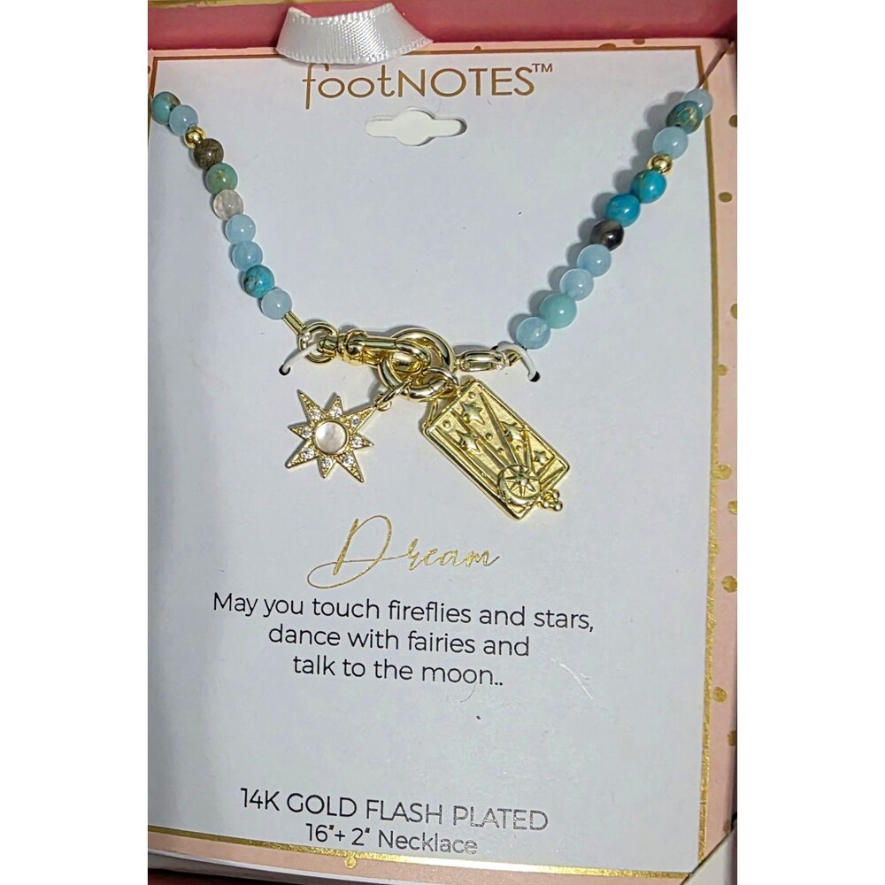 Footnotes DREAM Beaded Necklace Yellow 14K Gold Plated 16" Adjustable Star Charm